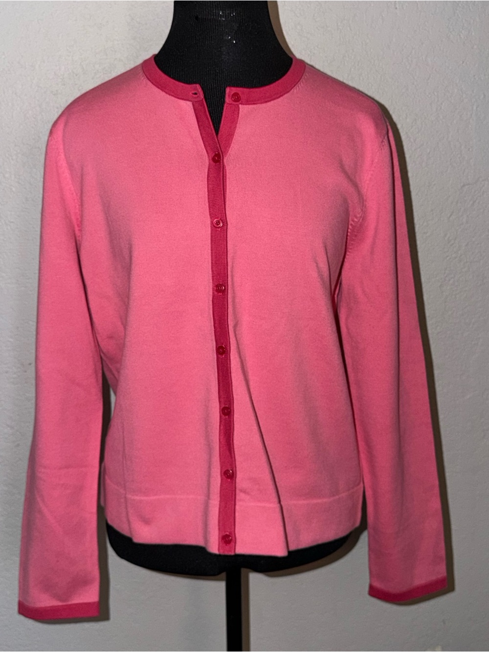 Jones New York Signature Women’s Petite L Pink Button Front Cardigan Sweater